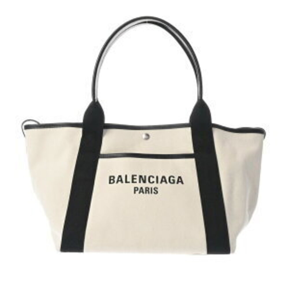 Balenciaga Biarritz Tote Black Canvas Square Calf Bag - Picture 1 of 9